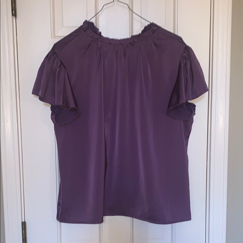 SHEIN Ruffled Sleeve Purple Blouse
